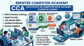 Cca (certificate in computer applications - 3 months) in  brentek computer academy  